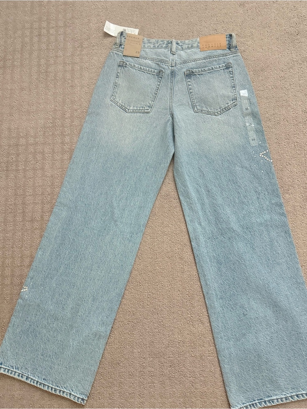 PacSun Light Blue Straight-Leg Jeans with Studded Butterfly Details - Picture 7 of 9